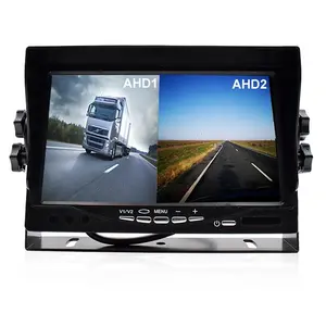 Monitor perekam Video mobil, 7 inci 1080P DVR HD 1024*600 layar IPS AHD Mobil 2CH dengan braket U untuk truk Bus 12v-24v