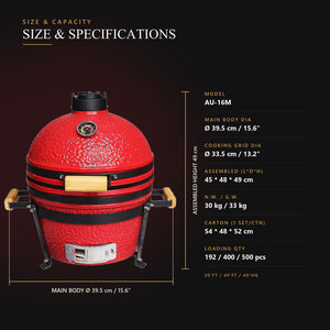 Barbecue <span class=keywords><strong>Kamado</strong></span> Auplex Commercial 16 pouces en céramique au charbon de bois pour restaurant, traiteur extérieur, cuisine robuste - Product Image 2