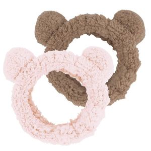 Bandeau en peluche oreilles d'ours 3D en polaire corail douce, large, pour le lavage du visage, le maquillage et les soins de la peau, automne-hiver, cadeau mignon - Product Image 3
