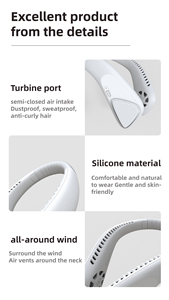 Rechargeable Neck Fan, 3600mAh Battery Powered Wearable Cooling Fan with 3 Speeds & Brushless Motor, Bladeless for Travel/Office - Product Image 2