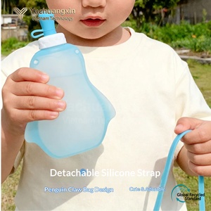 Foldable Silicone <b>Hydration</b> <b>Bladder</b> Water Bottle For Hiking Outdoor Use Durable Anti Leak Design Pink And Blue Colors - Product Image 2