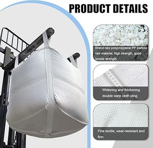 Huamaohengchun5Pcs FIBC Bulk Bag,1.5 Ton Bag, 36.6"L x 36.6"W x 38.2"H,3300lbs SWL Safty Factor 3:1,Woven Polypropylene Bags - Product Image 6