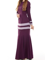Tenue musulmane pour femmes Baju Kurung de Malaisie, tunique à rayures colorées et jupe longue sirène, sur mesure, ODM, OEM, vente en gros