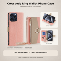 Étui portefeuille de luxe en cuir PU avec bandoulière pour iPhone 18 Pro Max 17 16 15 14 13 12 Plus, porte-cartes et rabat