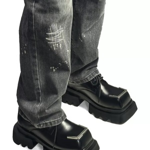 Manufacture Custom Thick-Soled British Trendy Unisex Autumn Waterproof Casual <b>Shoes</b> Man Lace Square Toe <b>Working</b> Loafers for <b>Men</b> - Product Image 3