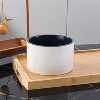 Collection de pots à bougies en céramique imprimés personnalisables, formes variées, blanc brillant intérieur, cylindre noir, mini vase à fleurs, bordure dorée