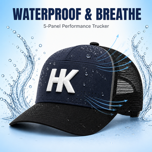 Casquette de camionneur imperméable à 5 panneaux avec logo personnalisé, séchage rapide, dos en maille respirante pour activités de plein air, golf et sports de <span class=keywords><strong>trail</strong></span> - Product Image 1