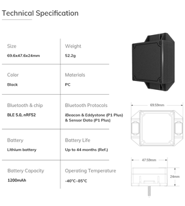 <span class=keywords><strong>Minew</strong></span> P1 impermeabile IP68 bluetooth 5.0 ibeacon Indoor posizione ble Beacon Tag per il monitoraggio delle risorse in magazzino - Product Image 3