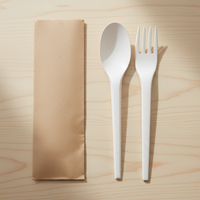Couteau biodégradable et compostable Greenday, couverts jetables robustes en CPLA 6.5, fourchette et cuillère écologiques pour fêtes et pique-niques