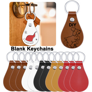 Porte-clés de voiture personnalisable multicolore, porte-clés vierge en cuir PU, <span class=keywords><strong>pendentif</strong></span> en cuir, cadeau DIY gravé au laser, petit <span class=keywords><strong>pendentif</strong></span> - Product Image 1
