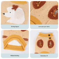 Pull sans manches pour animaux de compagnie, vente en gros, tricot 3D rétro américain pour petits chiens