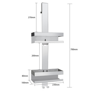 Étagère de rangement de salle de bain en acier inoxydable 230 mm x 100 mm x 80 mm, fixation par ventouse, organisateur de douche multi-niveaux - Product Image 1