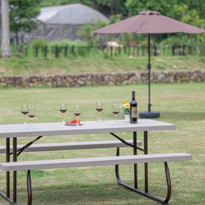 Heavy Duty 180CM all'aperto cortile Picnic festa pranzo pieghevole <span class=keywords><strong>birreria</strong></span> di plastica Set di birra tavolo e panca per eventi - Product Image 2