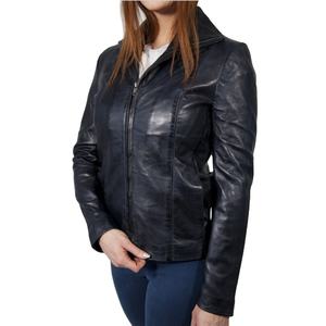Chaqueta de Motocicleta de Piel de Oveja para Mujer, Elegante, Impermeable, de Secado Rápido, Color Liso, Nueva Colección de Invierno, Diseño Único - Product Image 1
