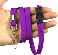 Cordón de seguridad premium de poliéster con gancho en J y correas planas para el cuello, para tarjetas de identificación, soporte para tarjetas de presentación, venta al por mayor.