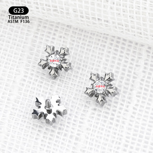 Boucles d'oreilles en titane flocon de neige, alliage F136, zircon 5A, serti à griffes, bijoux de piercing - Product Image 3