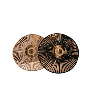 Paper <b>Rope</b> Woven Lampshade E27 Round Black Body Led <b>Light</b> Source For Home Living Room Decorative Pendant Lampshade - Product Image 3