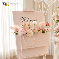 Panneau de bienvenue personnalisé en bois 3D floral poétique sur pied pour mariage, fiançailles, fête d'anniversaire, événement de grand ouverture, affichage directionnel