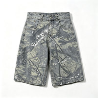 Shorts cargo camouflage personnalisables avec logo, imprimé intégral, poches utilitaires, en jean, taille mi-haute avec cordon de serrage, pour hommes