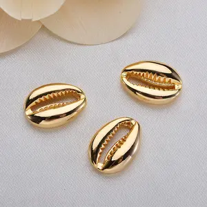 Europe and the United States hot-selling bracelet necklace shell spacer new hot-selling brass-plated real gold shell loose beads