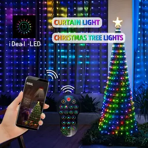 LINLI LED perde ışıkları uzaktan ve APP kontrollü ev odası yatak odası düğün parti noel pencere duvar süslemeleri