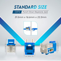 Conector Modular Keystone RJ45 Cat6 UTP de 90 Grados 8P8C Chapado en Oro Sin Blindaje Sin Herramientas 110 Punch Down para Red Ethernet
