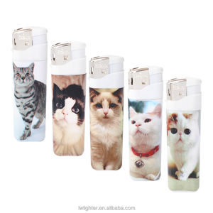 Accendino Personalizzato con Adesivo Stampato a Copertura Totale, Design <span class=keywords><strong>Gatto</strong></span> Animale Carino per Sigari ed E-Cigarette - Product Image 1