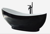 Vente en gros d'usine : Baignoire autoportante moderne en acrylique noir et blanc bicolore, courbée, pour hôtels et villas, écologique