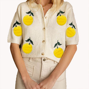 Pull cardigan en tricot décontracté à manches courtes, style doux, nouvelle arrivée printemps-été pour femmes, personnalisable - Product Image 5