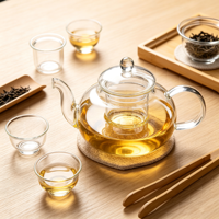 Théière ronde en verre borosilicate avec infuseur intégré, bec verseur et poignée – Vaisselle élégante pour la préparation de tisanes et de boissons à la maison