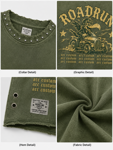 Camiseta Mineral Wash Personalizada de Algodón Pesado de 300GSM, Oversize, Corta, con Gráfico de Pedrería para Hombre - Product Image 3