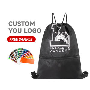 Sac à cordon promotionnel en polyester uni avec logo personnalisé sac à provisions en nylon sac de sport cadeau avec cordon de serrage sac à dos de sport - Product Image 1