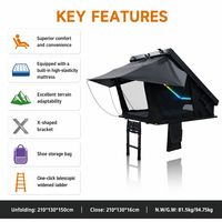 Tente de toit rigide triangulaire en aluminium robuste 4x4 avec support en X pour camping sur le plateau de pick-up ou SUV