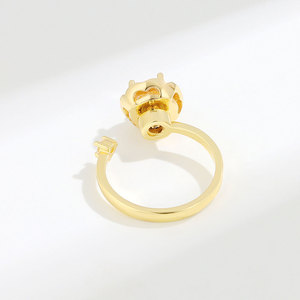Anillo Giratorio Ajustable de Cobre Bañado en Oro Blanco con Microincrustaciones de Zirconia en Forma de Flor, Joyería Antiestrés y Anti-Impaciencia - Product Image 4