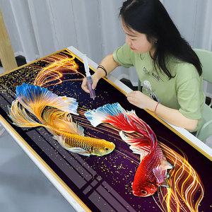 5d modern diamond painting fish DIY round diamond embroidery fish patches