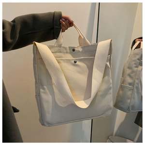 Custom Heavy-Duty Reusable Cotton Handle Canvas Tote Bags Eco-Friendly Satin White Black Printed Logo for Women's Shopping - Product Image 2