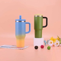 Vaso Térmico de Viaje de Gran Capacidad de 40 oz con Tapa Abatible y Asa Cómoda, Borde Liso, Vasos de Acero Inoxidable