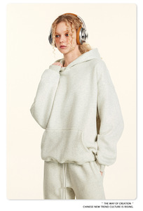 Sweat à capuche épais saisonnier d'automne à la mode pour hommes Sweat à capuche ample de <span class=keywords><strong>couleur</strong></span> unie pour hommes - Product Image 2