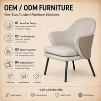 Sillón de Salón de Tela y Cuero con Patas Anguladas de Acero en Tono Natural, Silueta Redonda Orgánica para Sala de Estar