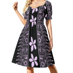 Nuovi abiti estivi in vita Design polinesiano Plus Size abiti da donna ragazza Next Door Fashion Style abito con maniche a bolle con scollo a v - Product Image 5