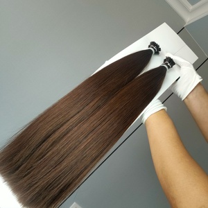 Extensions de cheveux naturels russes 100 % bruts, double épaisseur, cuticules alignées, à kératine, pointes en U et I, vente en gros - Product Image 1