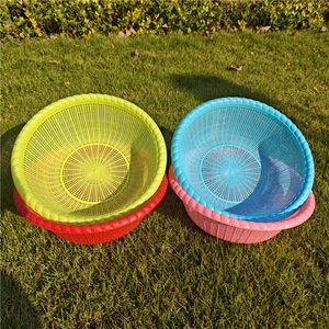 Plastic Drain <b>Basket</b> Round L Size <b>Stackable</b> For Kitchen Fruit Vegetable Washing - Product Image 2