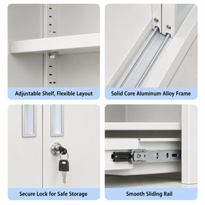 Armadio <span class=keywords><strong>Archivio</strong></span> Moderno in Acciaio, Mobili per Ufficio, Armadietto A3 Esecutivo con Porta in Vetro e Serratura per Archiviazione e Conservazione - Product Image 3