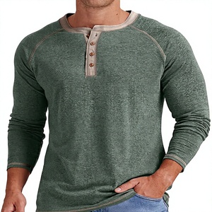 เสื้อยืดแขนยาว/แขนสั้นทรงเฮนลีย์สำหรับผู้ชาย ผ้าฝ้าย เสื้อลำลอง - Product Image 1