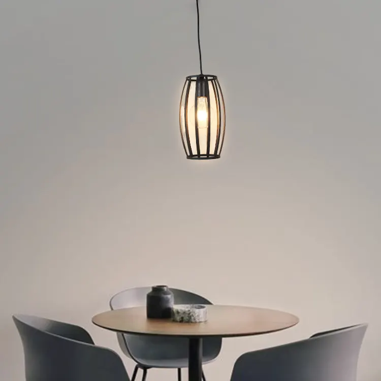 Nordic Decorative E27 Hotel Restaurant Indoor Lighting Metal Black Hanging Lamp Modern Pendant Light