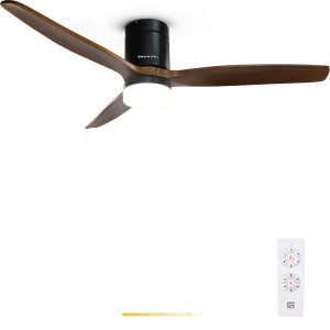 Skylight 52 Inch <b>Ceiling</b> Fan With Led <b>Light</b> Dark Wood Blades <b>Remote</b> <b>Control</b> 6 Speed Settings - Product Image 4