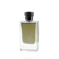 Flacon de parfum vide de luxe en verre transparent épais à fond rectangulaire carré de 50 ml avec bouchons