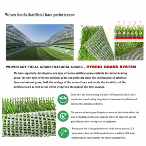 Césped Artificial Híbrido de 50 mm, Suave para Deportes, Fácil Instalación, Resistente al Fuego, de PE, para Fútbol Sala - Product Image 2