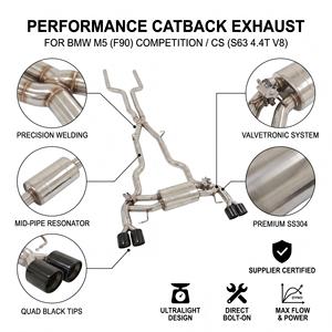 ระบบท่อไอเสียแบบวาล์ว Vortex SS304 Catback สำหรับ BMW M5 F90 Competition CS S63 4.4T V8 ปี 2018-2023 ชุดระบบปรับแต่งแบบติดตั้งได้โดยตรง - Product Image 1