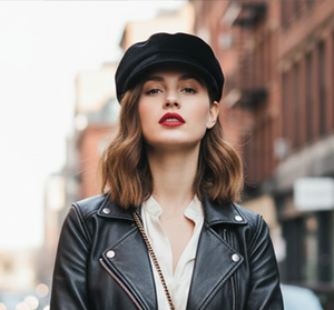 Zwarte fluwelen barethoed Dames Britse retro platte eendenbek-kapiteinshoed voor straatmode Foto Dagelijks gebruik Elegant chic - Product Image 1